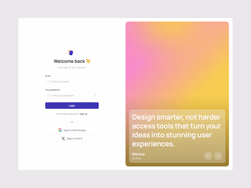 Cover image for Split sign-up page featuring testimonials.I love this layout...