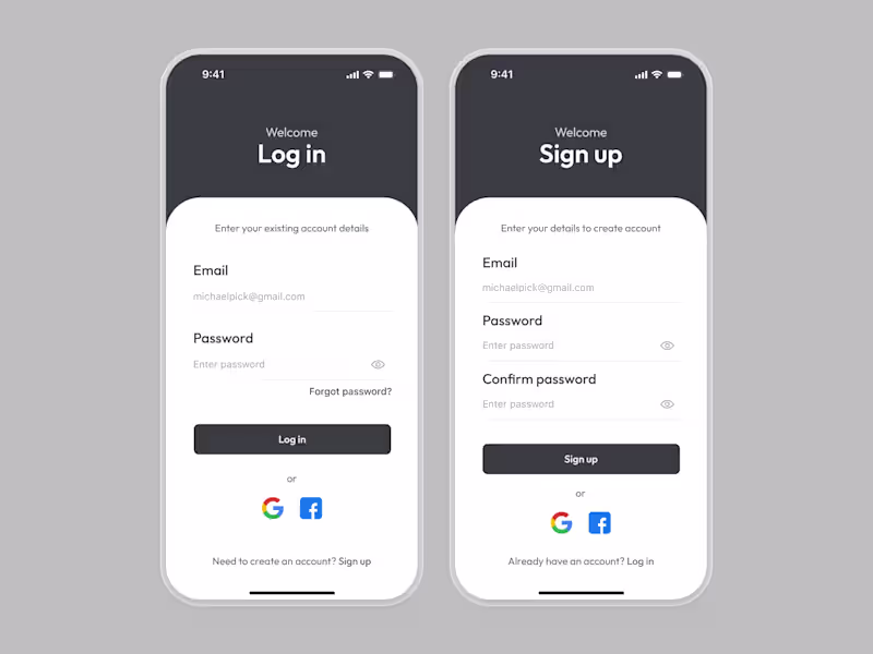 Cover image for Log in & sign up screen