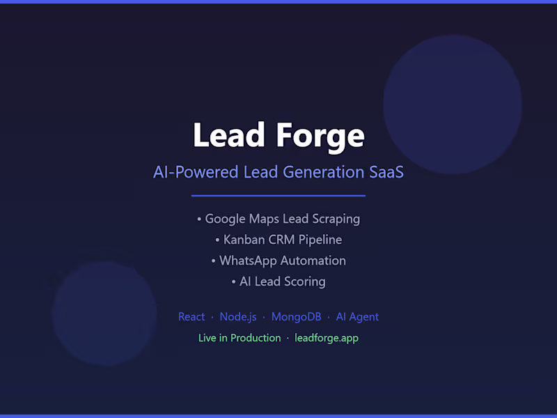 Cover image for Lead Forge — AI-Powered Lead Generation SaaS