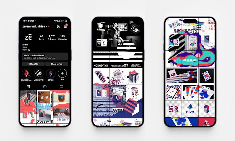 Cover image for Zalem Industries —Branding, webdesign, instagram feed design