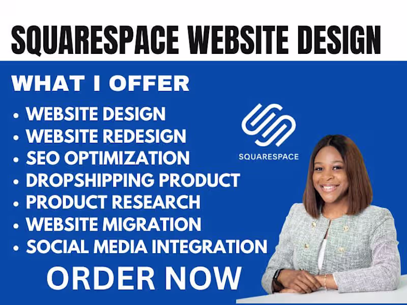 Cover image for I will design edit squarespace ecommerce website landing page
