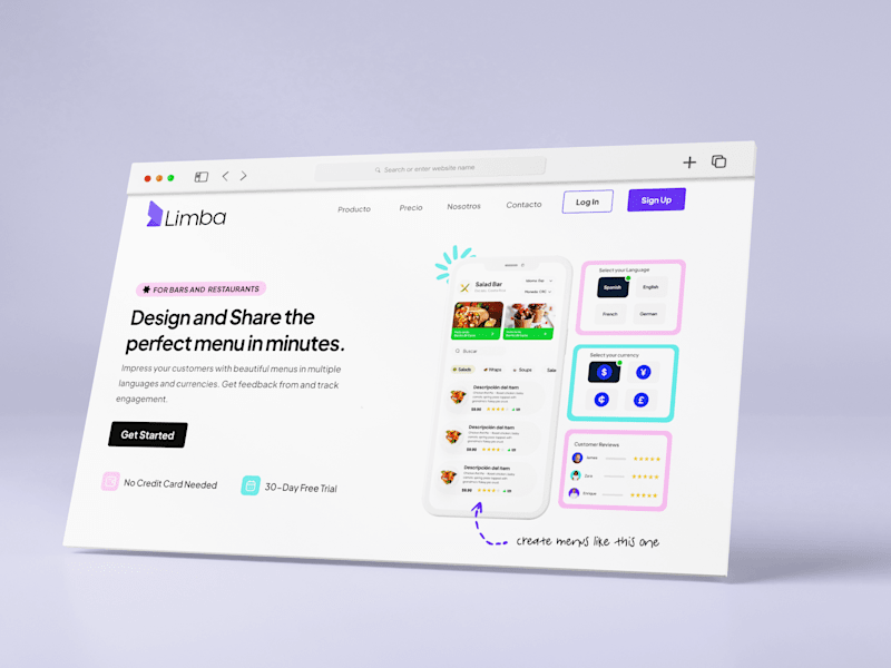 Cover image for Limba | Multilingual Menu Creation Tool Website 🍔