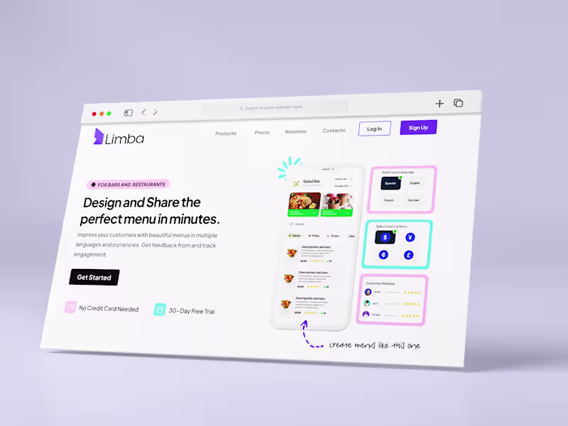 Cover image for Limba | Multilingual Menu Creation Tool Website 🍔