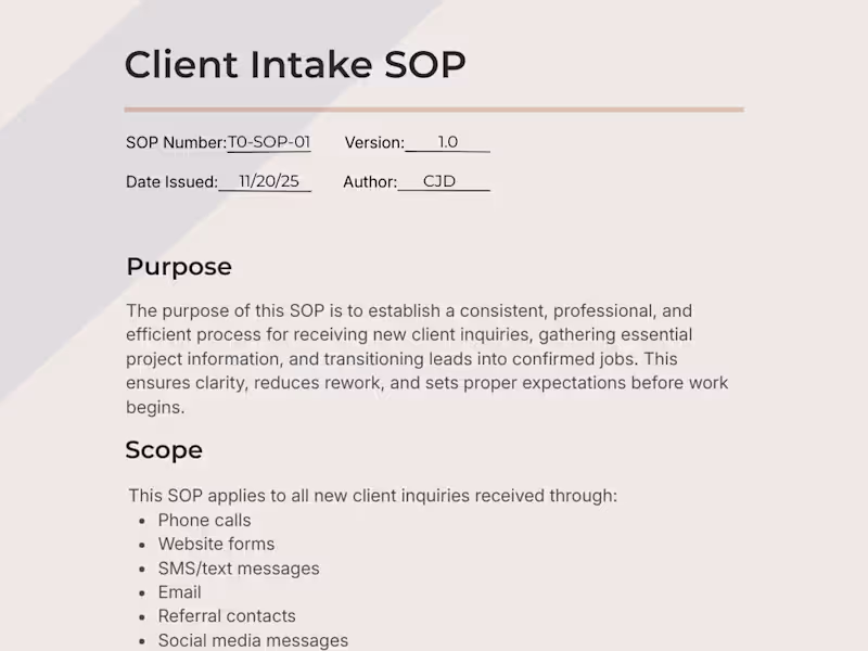 Cover image for SOP or Checklist for Contractors (48–72 hours)