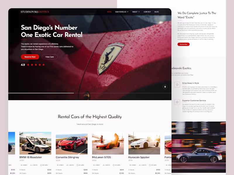 Cover image for Studinovski Exotics - Website Redesign Concept