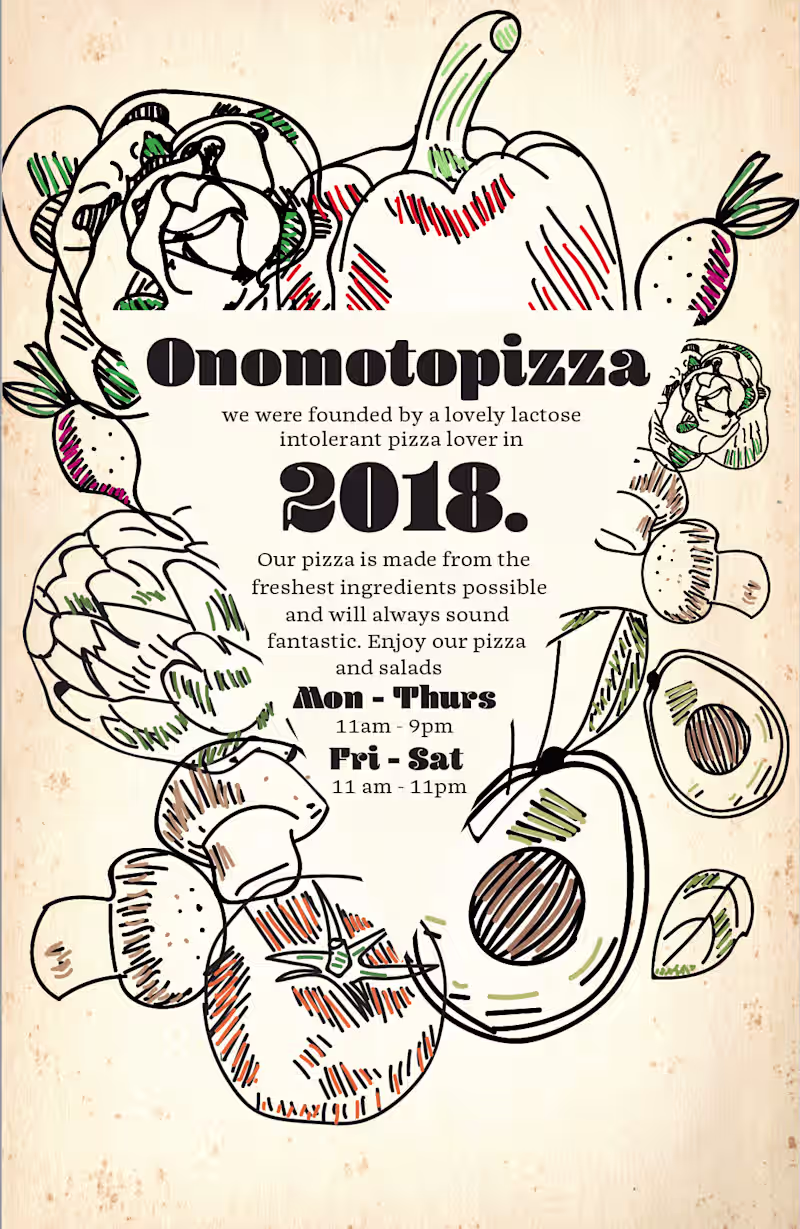 Cover image for Pizza Place Menu