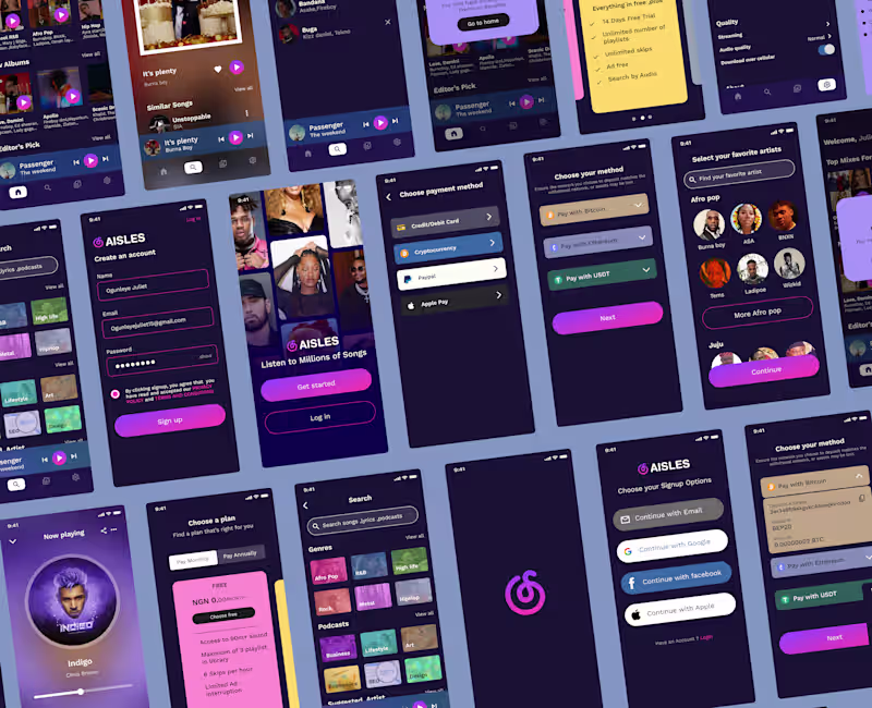 Cover image for Music App UI Design for Aisles