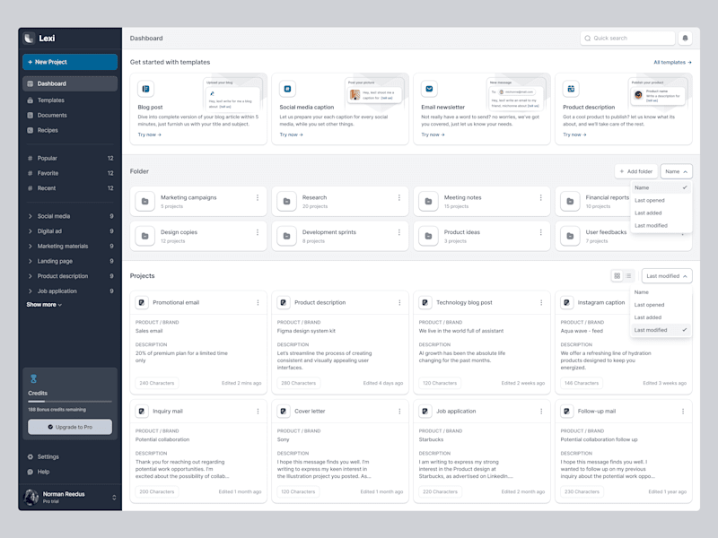 Cover image for AI Writing Assistant Dashboard Design