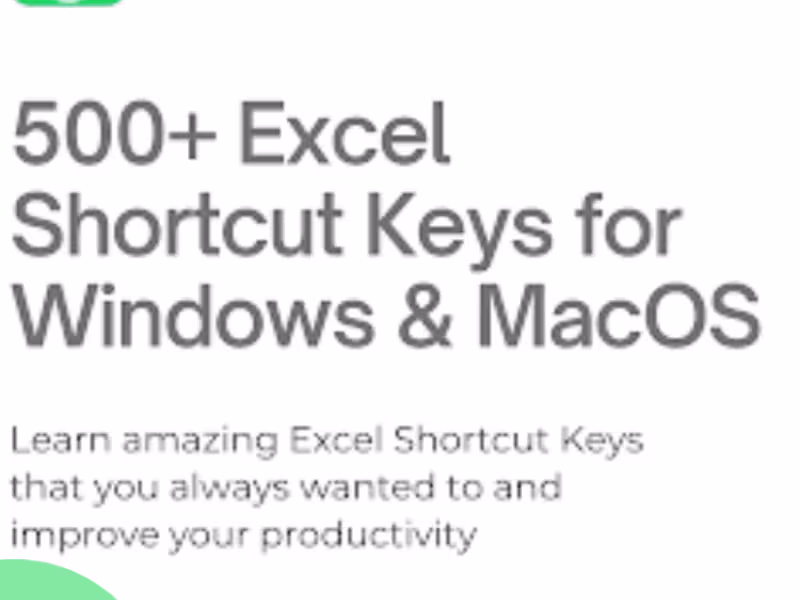 Cover image for Excel Shortcut Keys