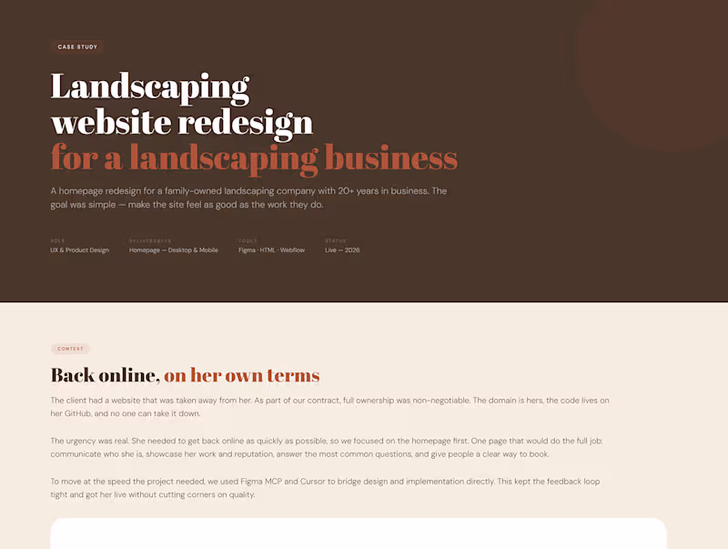 Cover image for Website Redesign for a Local Service Business