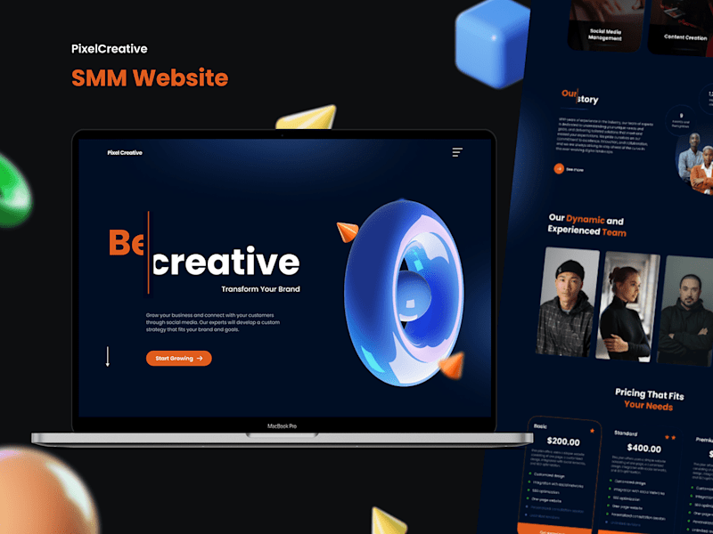 Cover image for PixelCreative | SMM Website on Behance