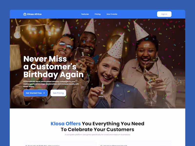 Cover image for Klosa Africa Marketing Website Design
