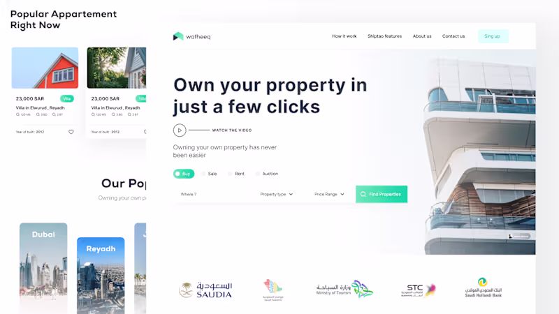 Cover image for Watheeq Website Design: Intuitive Design Meets Dream Homes