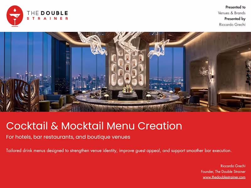 Cover image for Cocktail & Mocktail Menu Development for Cocktail Bars