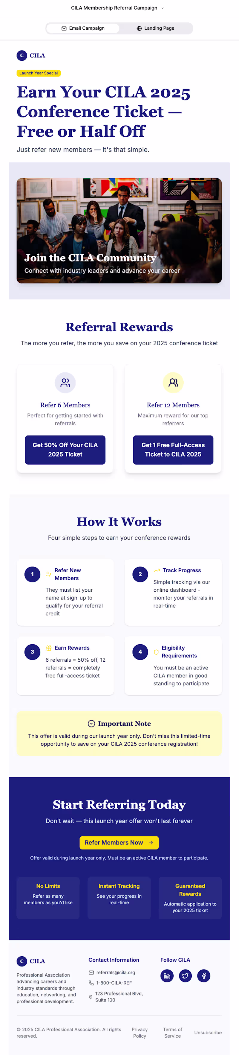 Cover image for Membership Referral Program - Email Campaign Launch for CILA