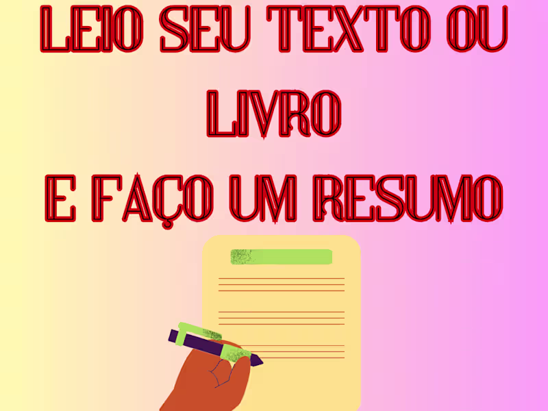 Cover image for Leio seu livro e/ou artigo/texto e faço um resumo