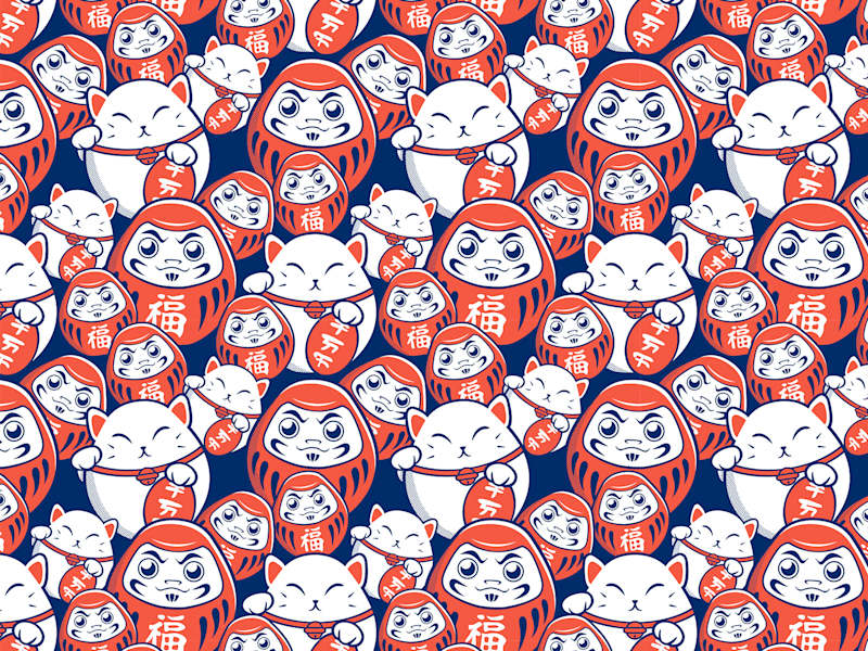 Cover image for Daruma nad Maneki Neko pattern