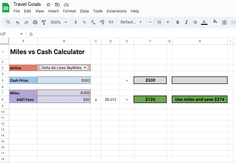 Cover image for Airline Miles vs Cash Calcultor