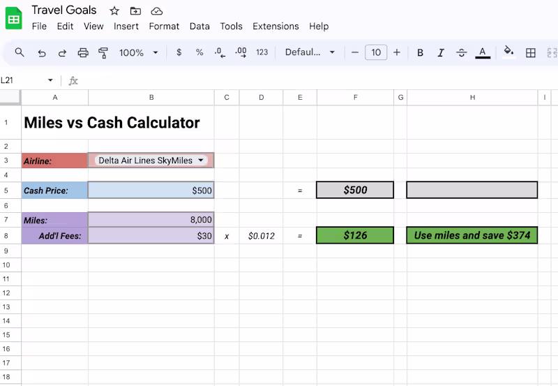 Cover image for Airline Miles vs Cash Calcultor