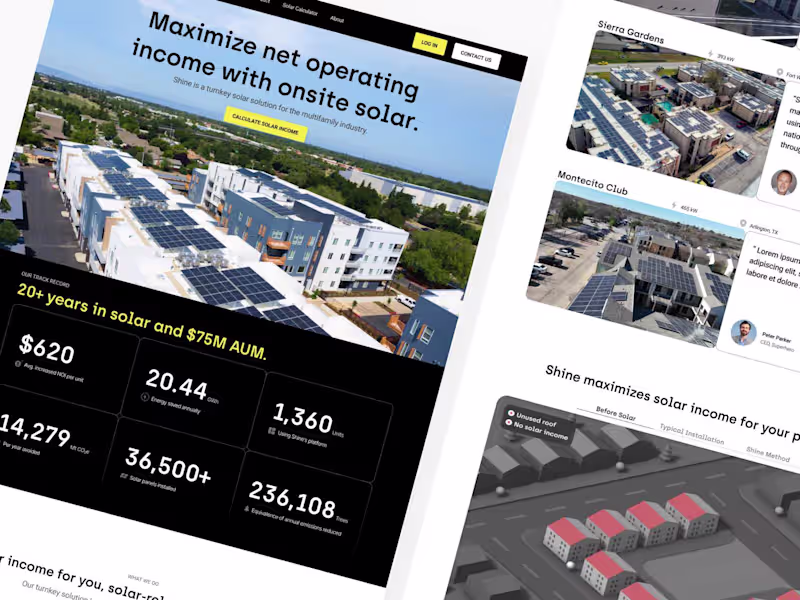 Cover image for Shine Technology | Website Design for on-site Solar