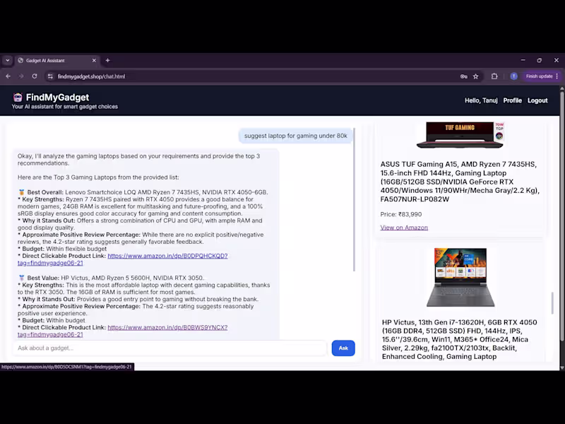 Cover image for AI-Powered Gadget Recommendation Agent
