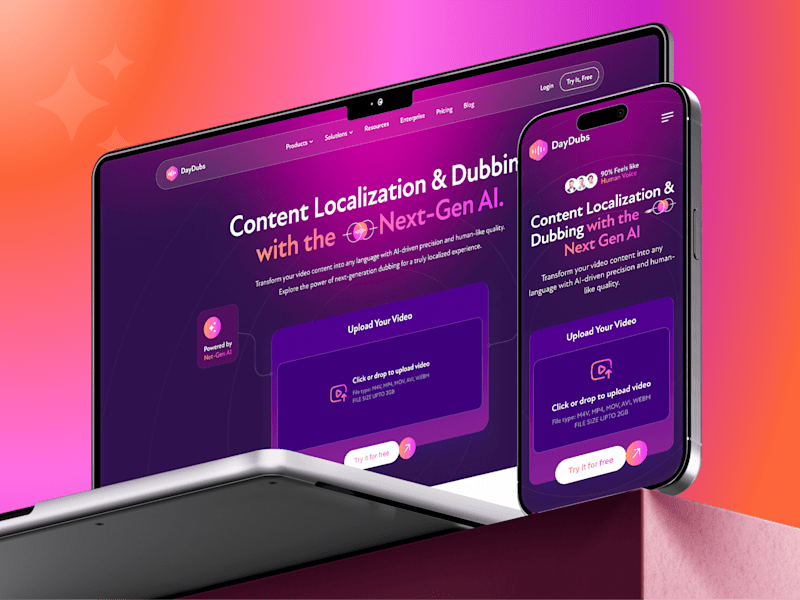 Cover image for DayDubs Website Design – AI Dubbing, Global Voices, Scalable UX