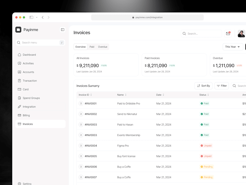 Cover image for Invoices Page - Personal Wallet Dashboard