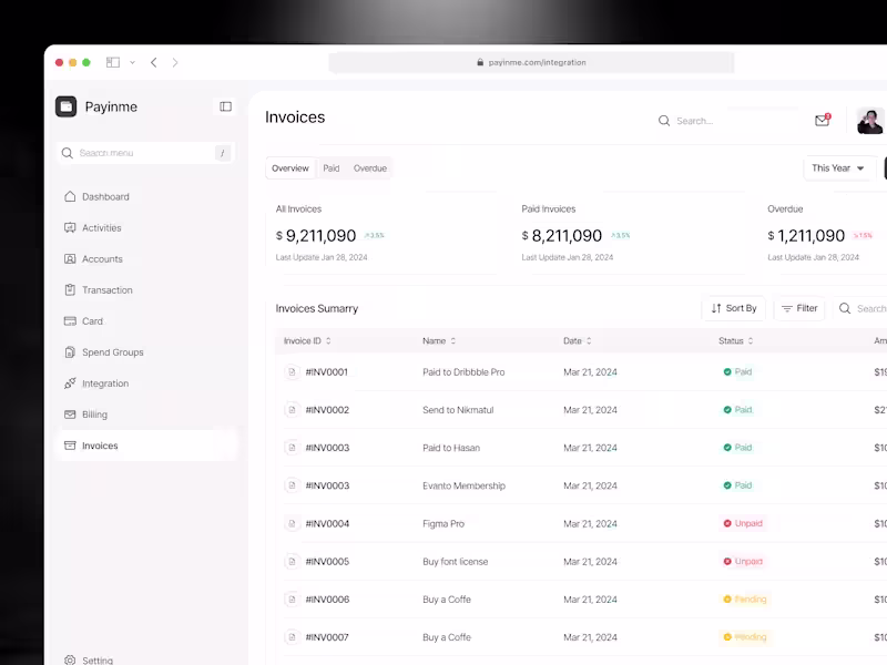 Cover image for Invoices Page - Personal Wallet Dashboard