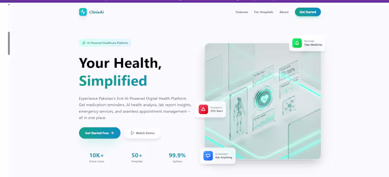 Cover image for  AI-Powered Digital Health Platform. Get