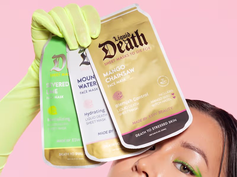 Cover image for Sheet Mask Trio Design for ESW Beauty and Liquid Death