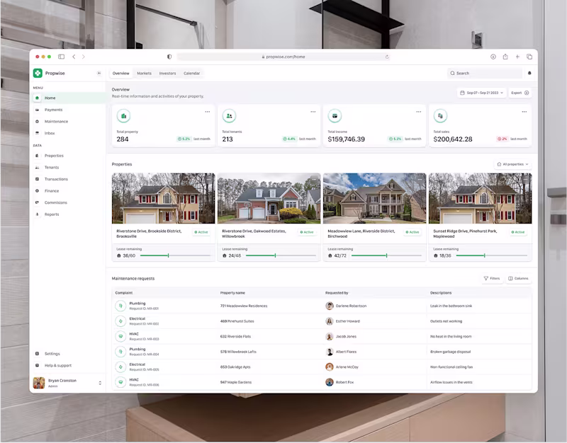 Cover image for Propwise: Property Management Web App SaaS Dashboard