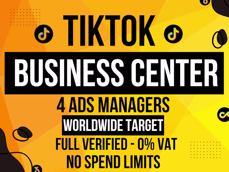 Cover image for Create TikTok agency ads account business center full verified