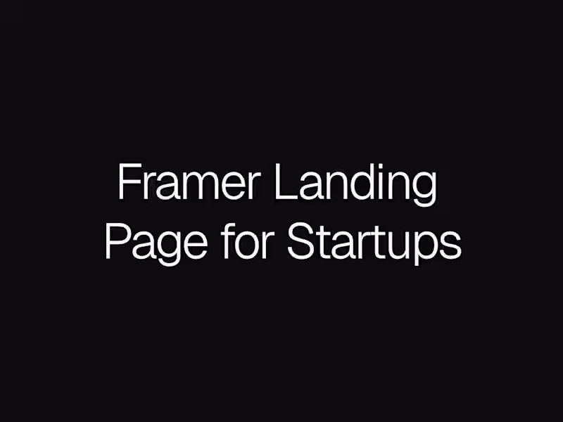 Cover image for Framer Landing Page for Startups