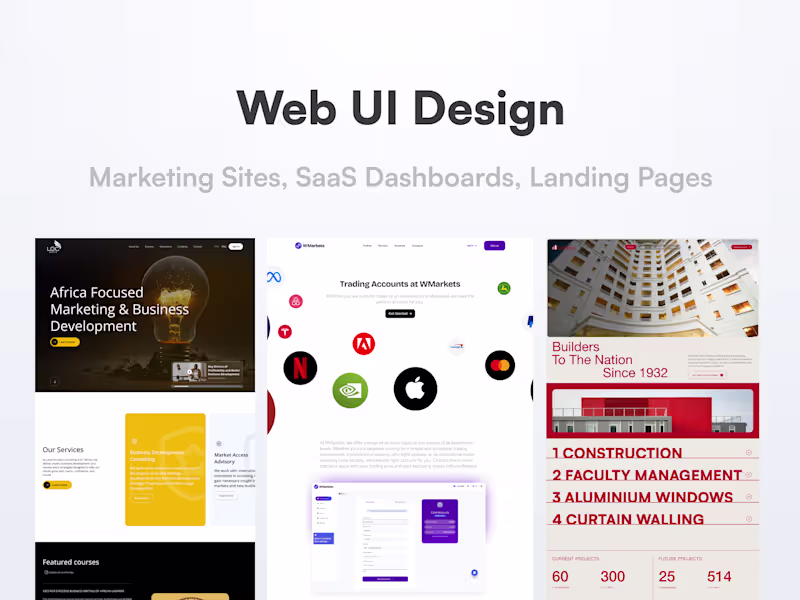 Cover image for Web UI Design (Marketing Sites, SaaS Dashboards, Landing Pages)