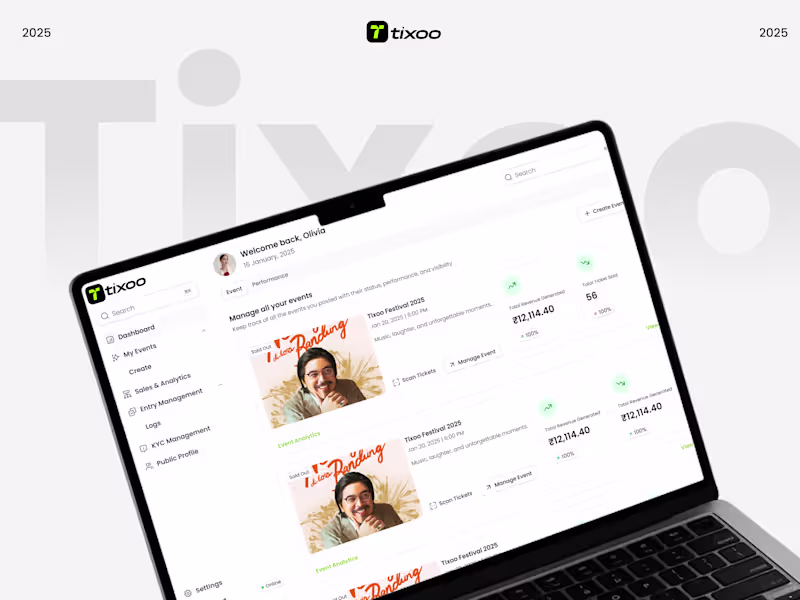 Cover image for Tixoo — SaaS Dashboard for Event Creators