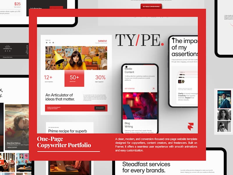 Cover image for Free Framer - One page Copywriter Portfolio Template