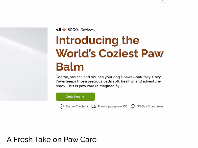 Cover image for Sales Page Development for Cozy Paws