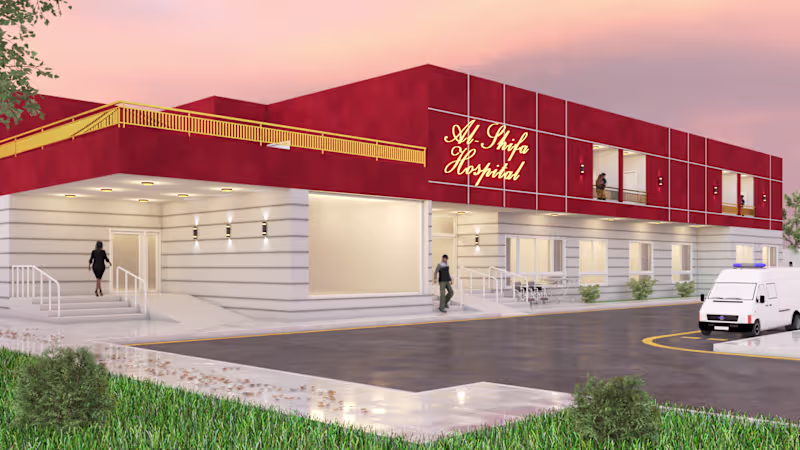 Cover image for Modern Hospital Exterior — 3D Visualization A contemporary a...