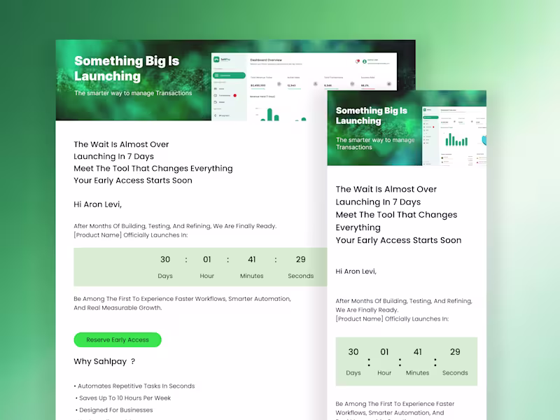 Cover image for Product Launch Email Design for Sahlpay using Stripo
