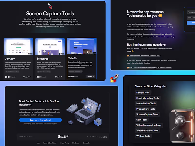 Cover image for Dynamic listing website design and development - Content Astro 