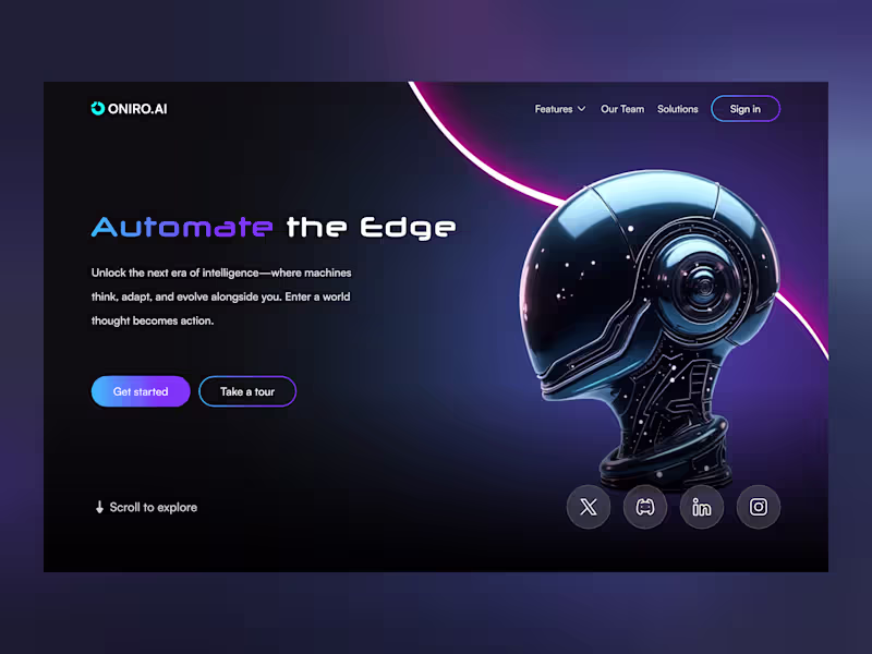 Cover image for Oniro AI Website Landing Page Design