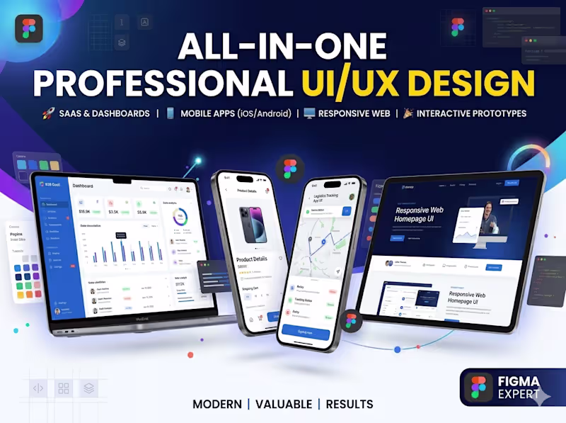 Cover image for Professional UI/UX Design for Web, Mobile & SaaS | Figma