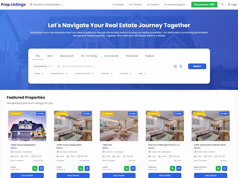 Cover image for Prop Listings Real Estate - FullStack Web Application