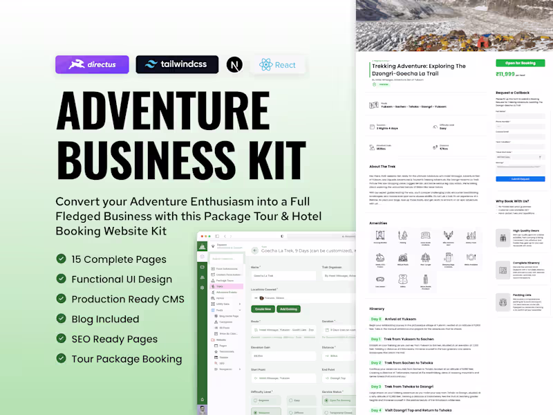 Cover image for Website & Blog for your Adventure Business powered by Directus