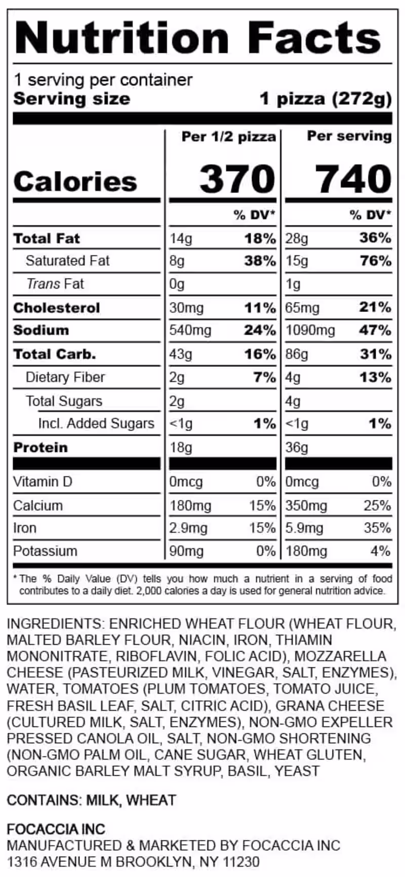 Cover image for Frozen Pizza - Nutrition Facts Label