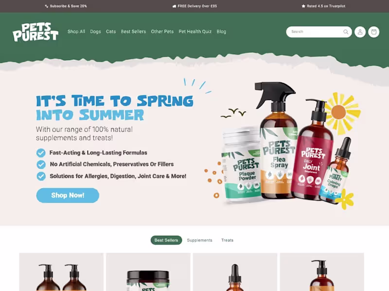 Cover image for Frontend Shopify Web Development For 𝗣𝗲𝘁𝘀 𝗣𝘂𝗿𝗲𝘀𝘁