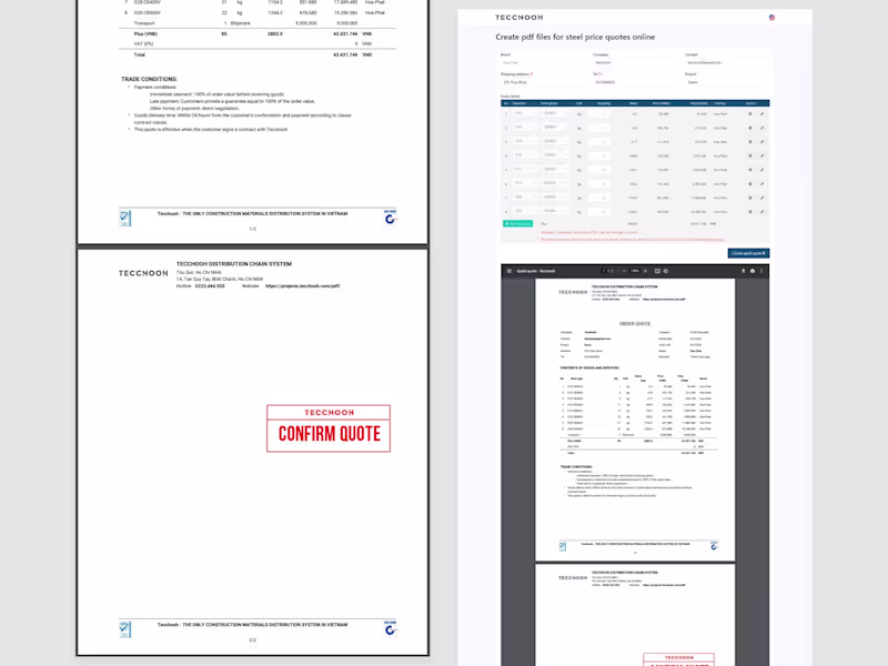 Cover image for Front-End Development: Create pdf files for steel price quotes