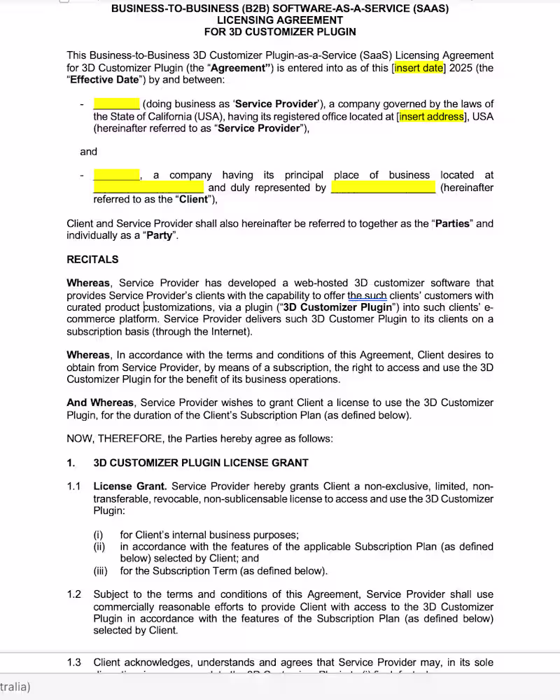 Cover image for B2B SaaS Product Licensing Agreement