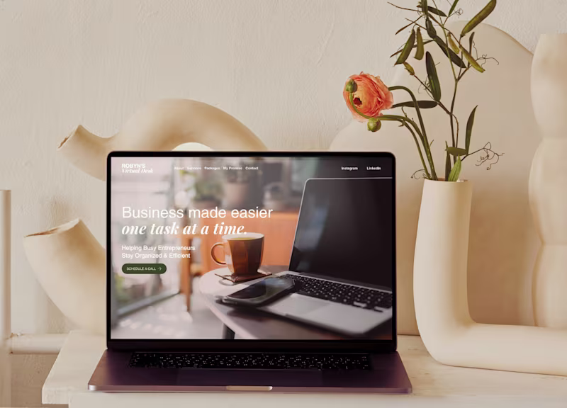 Cover image for Robyn's Virtual Desk - Wix Studio design + Mini Brand Guide 