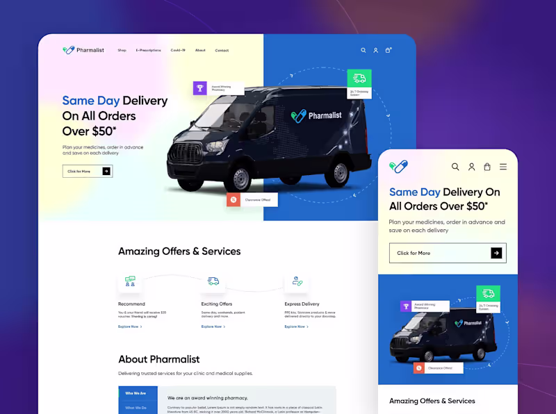 Cover image for Pharmalist Landing Page Design